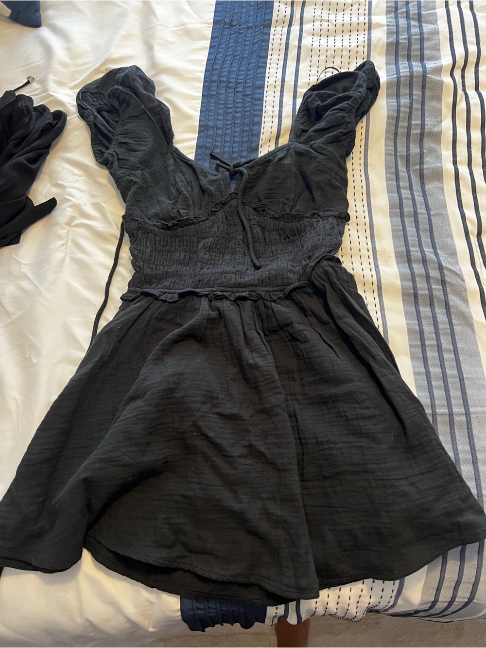 Cotton On Black Mini Dress with Smocked Waist
